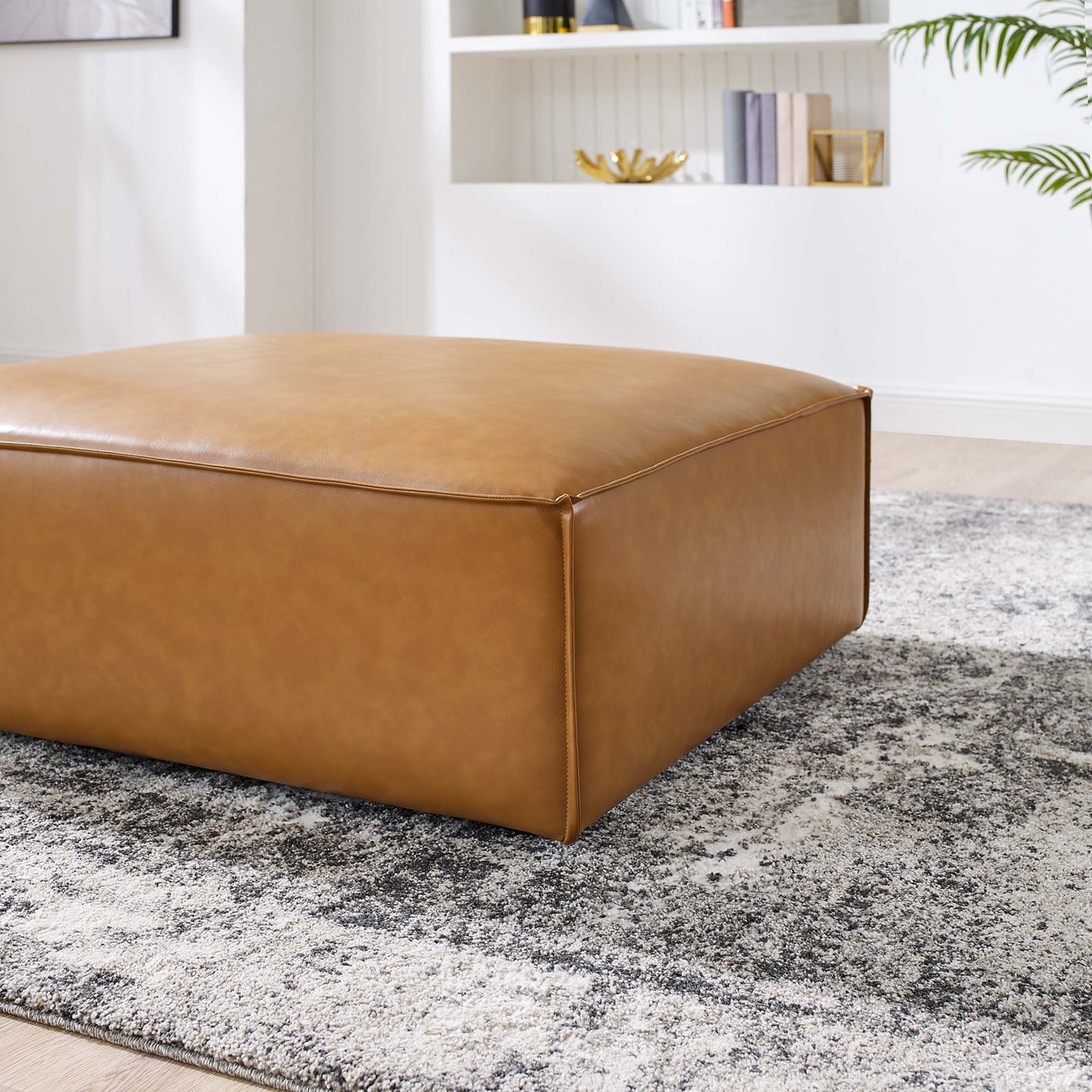 Modway - Restore Vegan Leather Ottoman by Modway  Living Room Sofas and Armchairs Brown - EEI-4496-TAN