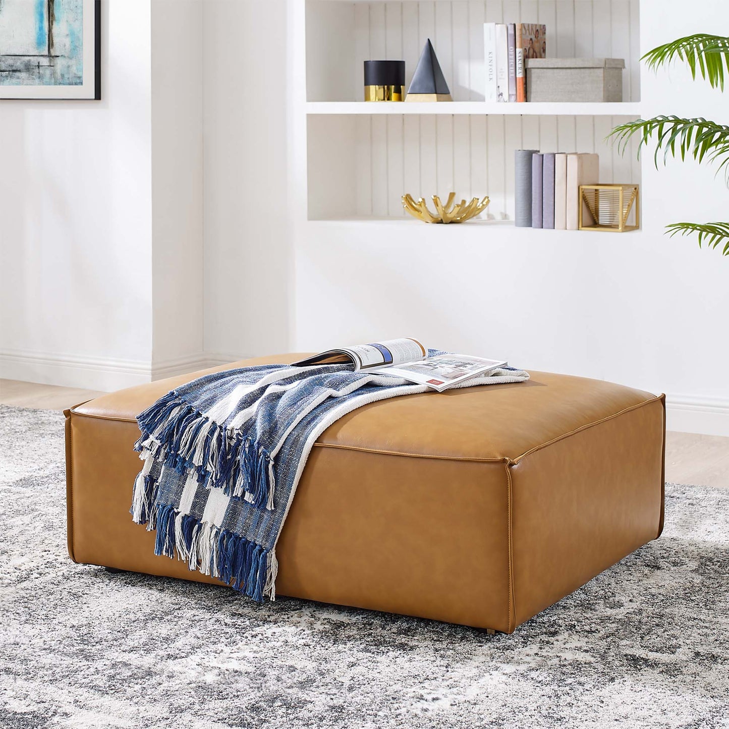 Modway - Restore Vegan Leather Ottoman by Modway  Living Room Sofas and Armchairs Brown - EEI-4496-TAN