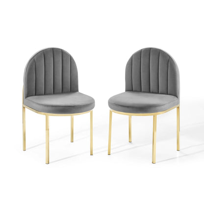 Modway Outlet Isla Performance Velvet Dining Side Chair Set of 2 by Modway  Bar and Dining Furniture Gold Gray - EEI-4503-GLD-GRY