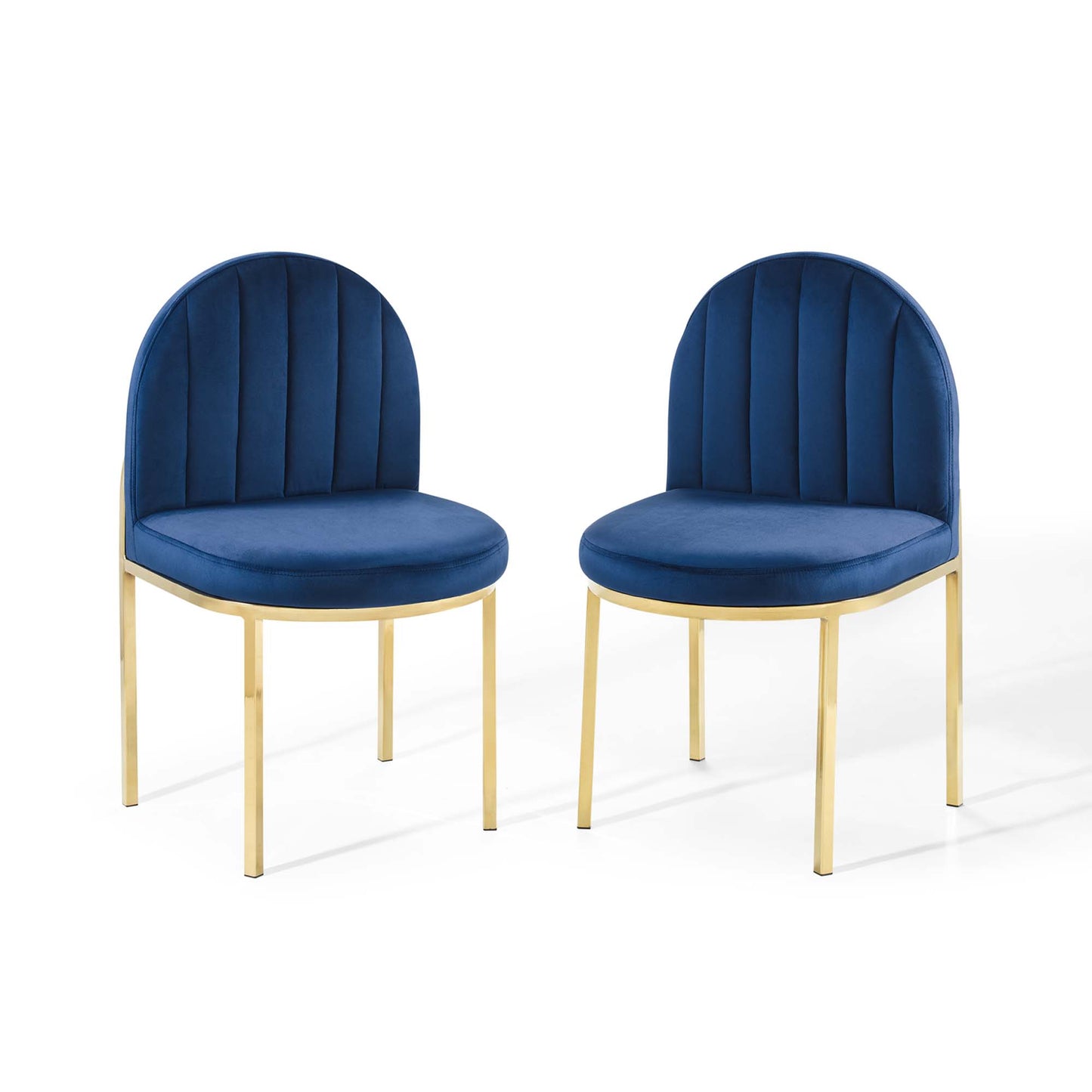Modway Outlet Isla Performance Velvet Dining Side Chair Set of 2 by Modway  Bar and Dining Furniture Gold Navy - EEI-4503-GLD-NAV