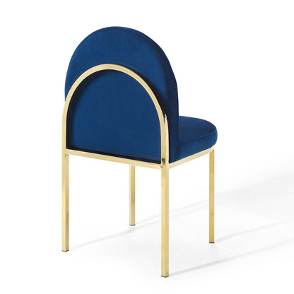 Modway Outlet Isla Performance Velvet Dining Side Chair Set of 2 by Modway  Bar and Dining Furniture Gold Navy - EEI-4503-GLD-NAV
