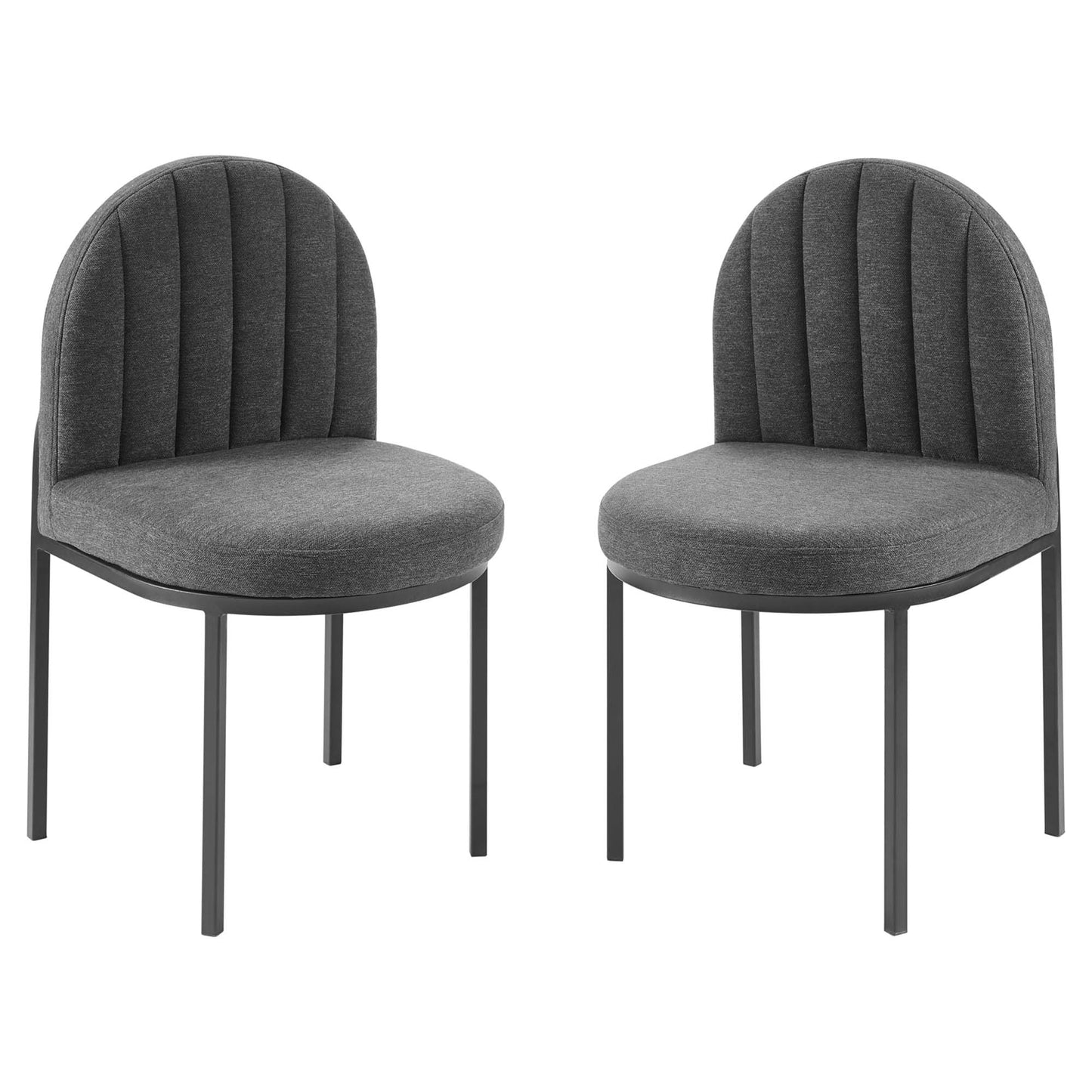 Modway Outlet Isla Upholstered Fabric Dining Side Chair Set of 2 by Modway  Bar and Dining Furniture Black Charcoal - EEI-4504-BLK-CHA