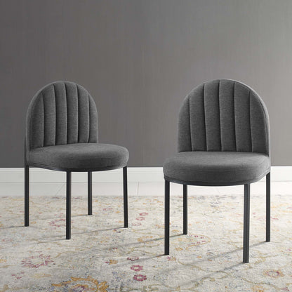 Modway Outlet Isla Upholstered Fabric Dining Side Chair Set of 2 by Modway  Bar and Dining Furniture Black Charcoal - EEI-4504-BLK-CHA