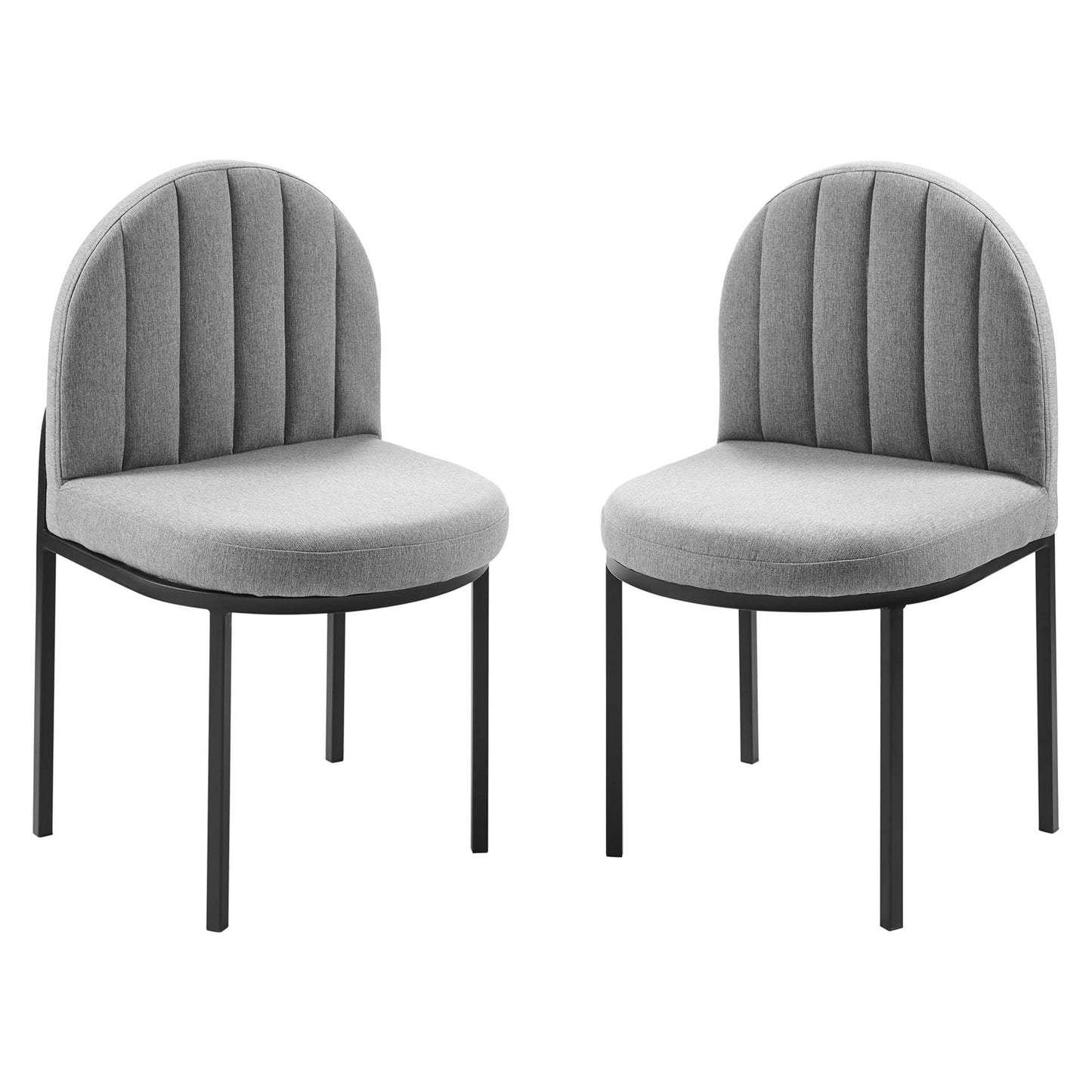 Modway Outlet Isla Upholstered Fabric Dining Side Chair Set of 2 by Modway  Bar and Dining Furniture Black Light Gray - EEI-4504-BLK-LGR