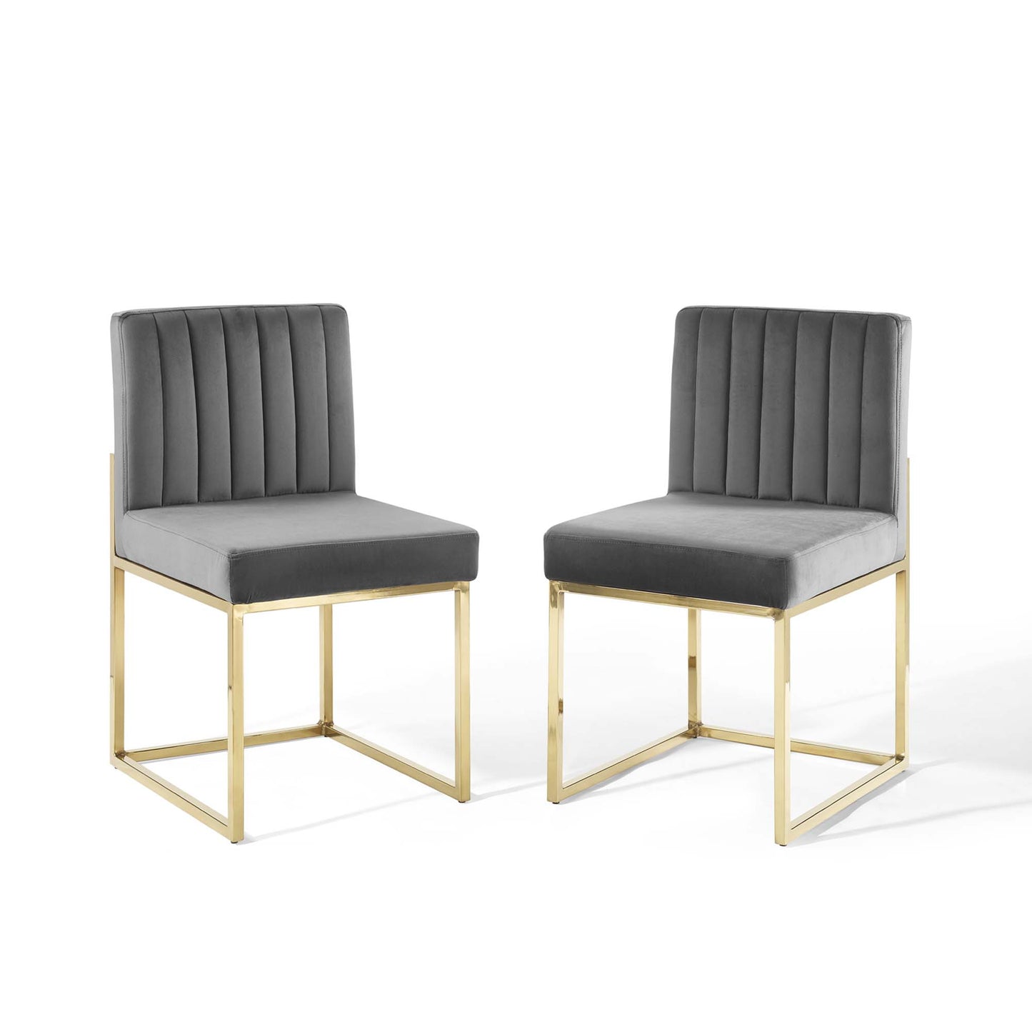 Modway Outlet Carriage Performance Velvet Dining Chair Set of 2 by Modway  Bar and Dining Furniture Gold Charcoal - EEI-4507-GLD-CHA