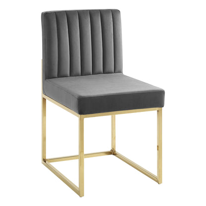 Modway Outlet Carriage Performance Velvet Dining Chair Set of 2 by Modway  Bar and Dining Furniture Gold Charcoal - EEI-4507-GLD-CHA