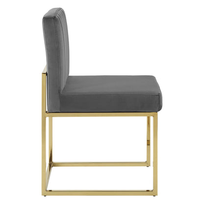 Modway Outlet Carriage Performance Velvet Dining Chair Set of 2 by Modway  Bar and Dining Furniture Gold Charcoal - EEI-4507-GLD-CHA