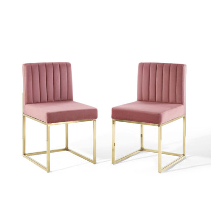 Modway Outlet Carriage Performance Velvet Dining Chair Set of 2 by Modway  Bar and Dining Furniture Gold Dusty Rose - EEI-4507-GLD-DUS