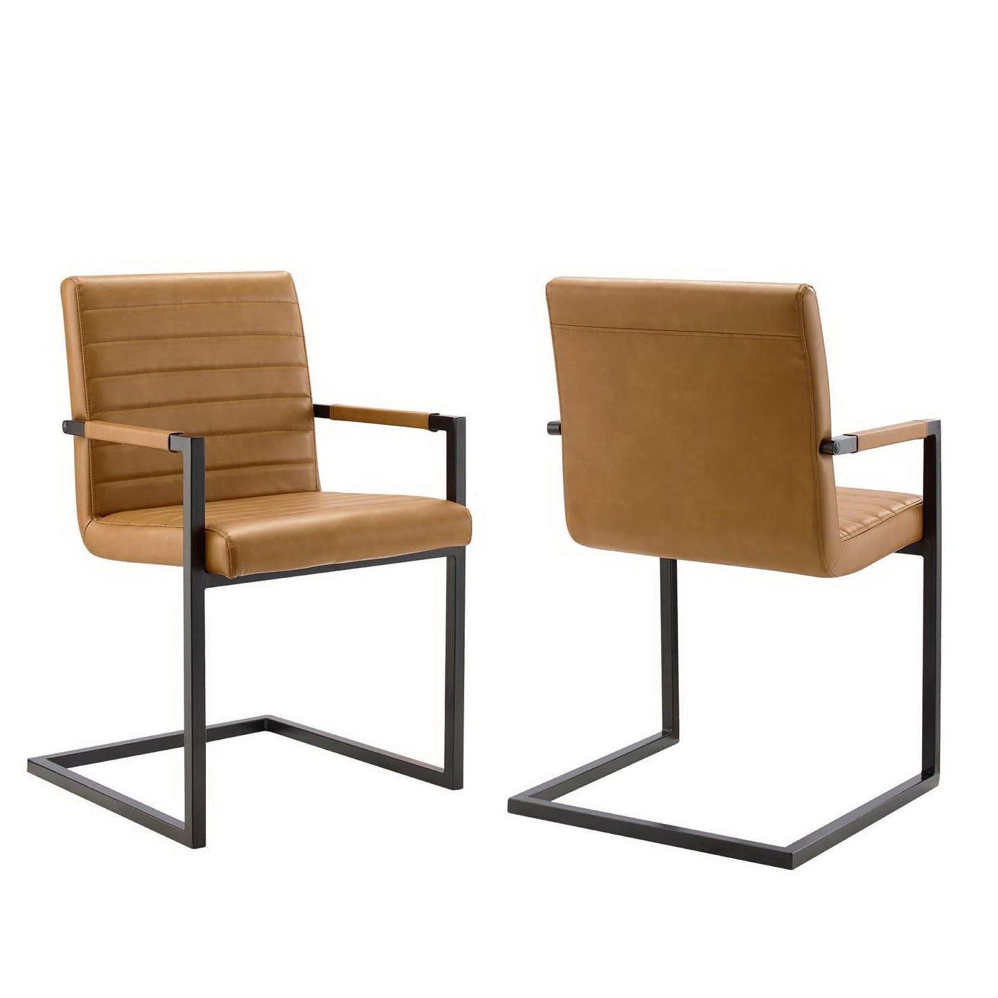 Modway - Savoy Vegan Leather Dining Chairs Set of 2 by Modway  Bar and Dining Dining Chairs Brown - EEI-4522-TAN