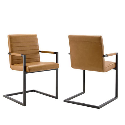 Modway - Savoy Vegan Leather Dining Chairs Set of 2 by Modway  Bar and Dining Dining Chairs Brown - EEI-4522-TAN
