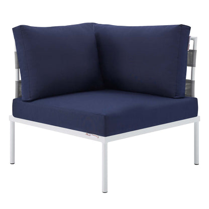 Modway Outlet Harmony Sunbrella? Outdoor Patio Aluminum Corner Chair by Modway  Outdoor Furniture Furniture Gray Navy - EEI-4540-GRY-NAV