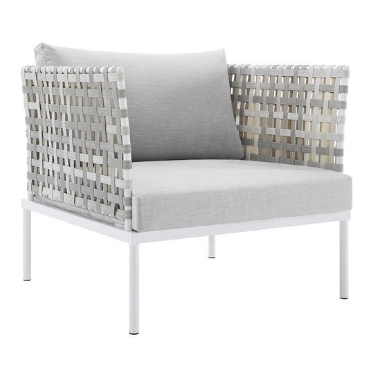 Modway - Harmony Sunbrella? Basket Weave Outdoor Patio Aluminum Armchair by Modway  Outdoor Furniture Sofa Sectionals Gray - EEI-4541-TAU-GRY