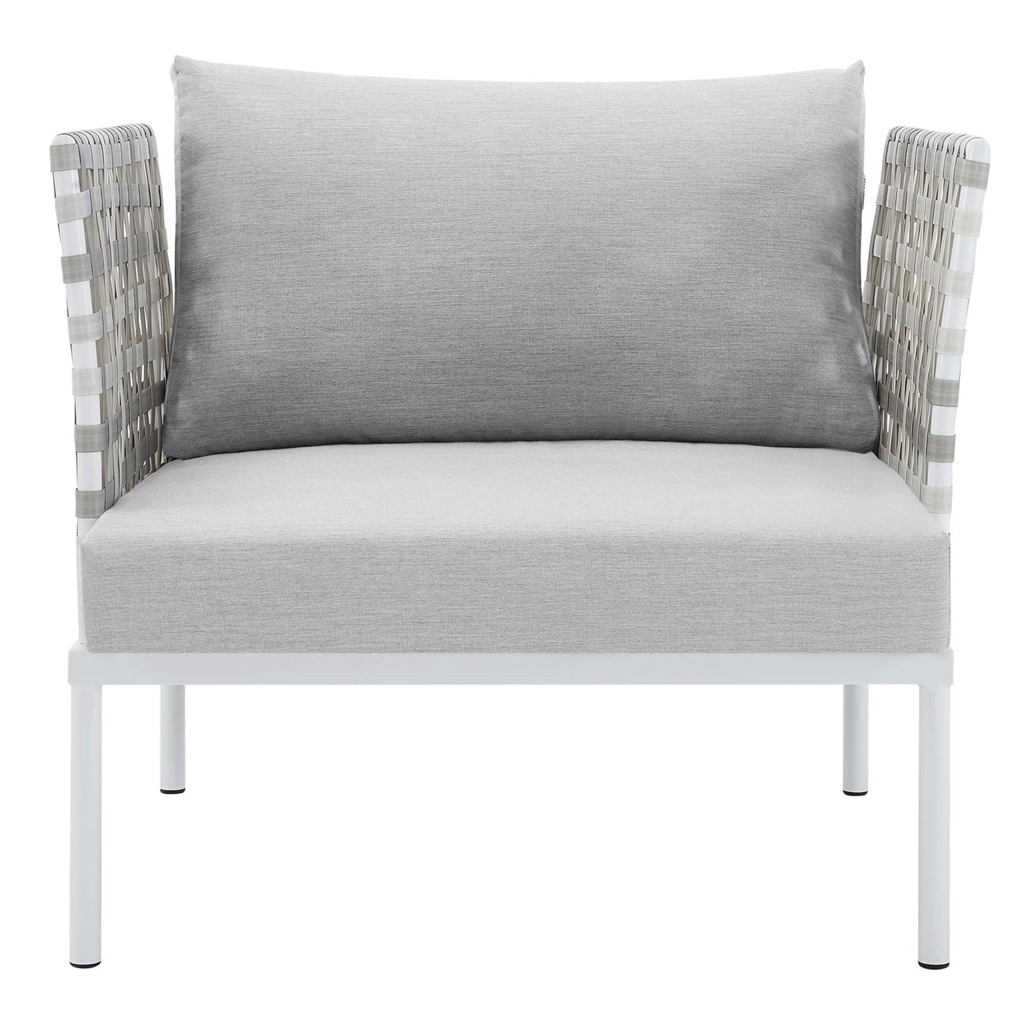 Modway - Harmony Sunbrella? Basket Weave Outdoor Patio Aluminum Armchair by Modway  Outdoor Furniture Sofa Sectionals Gray - EEI-4541-TAU-GRY