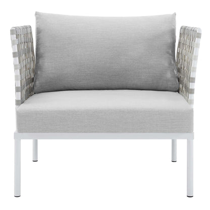 Modway - Harmony Sunbrella? Basket Weave Outdoor Patio Aluminum Armchair by Modway  Outdoor Furniture Sofa Sectionals Gray - EEI-4541-TAU-GRY