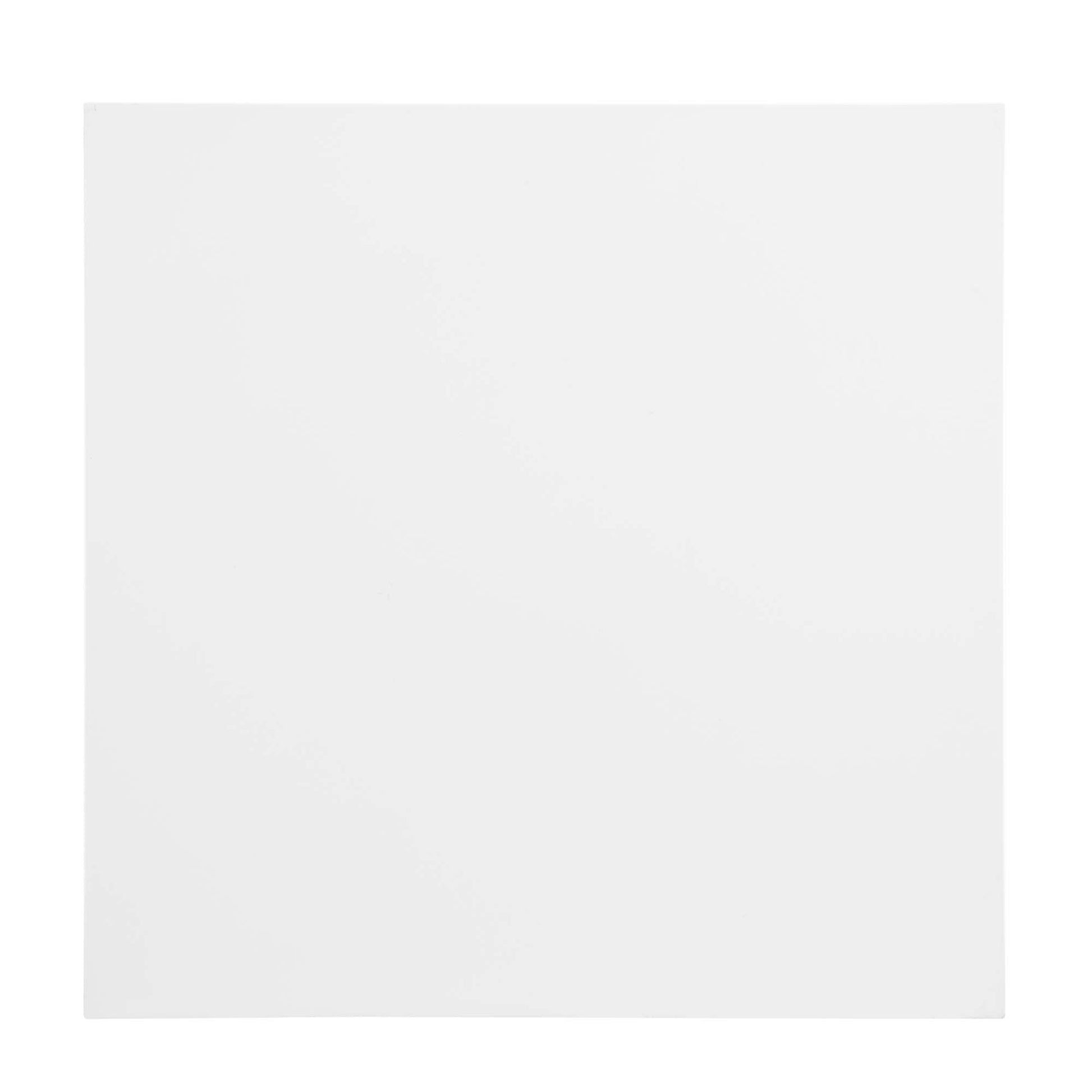 White 24-inch square dining table with a smooth surface.