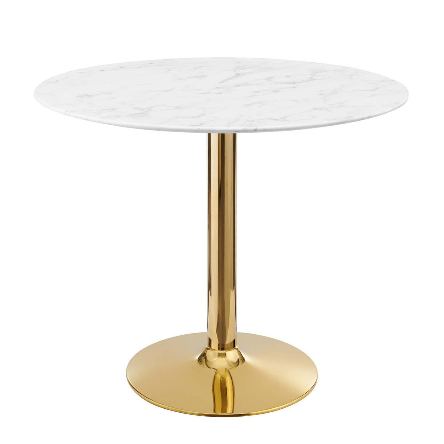 Modway - Verne 35" Artificial Marble Dining Table by Modway  Bar and Dining Bar and Dining Tables White - EEI-4549-GLD-WHI