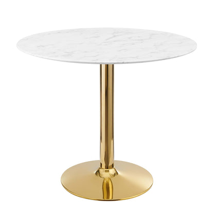 Modway - Verne 35" Artificial Marble Dining Table by Modway  Bar and Dining Bar and Dining Tables White - EEI-4549-GLD-WHI