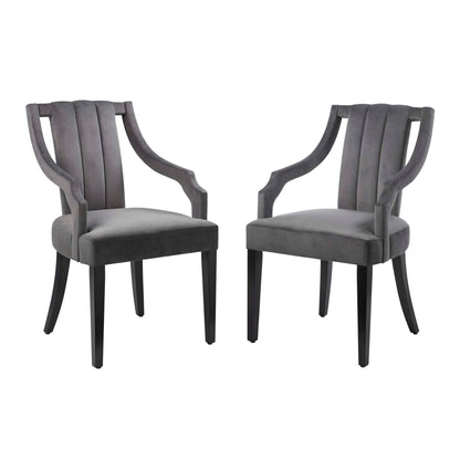 Modway Outlet Virtue Performance Velvet Dining Chairs Set of 2 by Modway  Bar and Dining Furniture Gray - EEI-4554-GRY