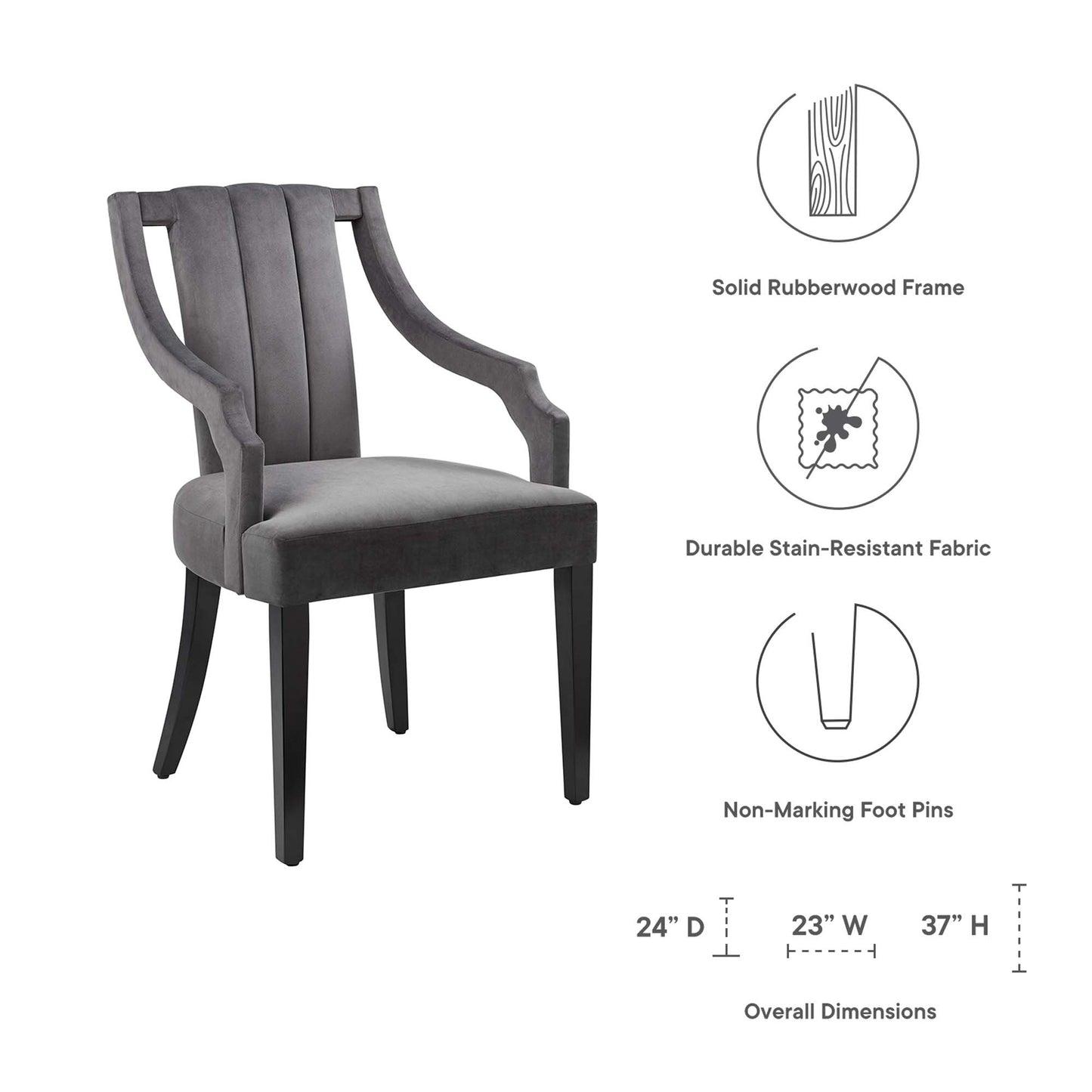Modway Outlet Virtue Performance Velvet Dining Chairs Set of 2 by Modway  Bar and Dining Furniture Gray - EEI-4554-GRY