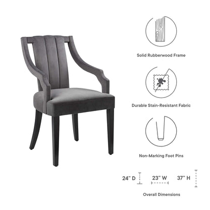 Modway Outlet Virtue Performance Velvet Dining Chairs Set of 2 by Modway  Bar and Dining Furniture Gray - EEI-4554-GRY
