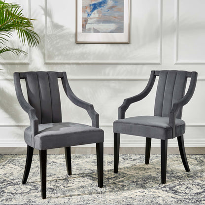Modway Outlet Virtue Performance Velvet Dining Chairs Set of 2 by Modway  Bar and Dining Furniture Gray - EEI-4554-GRY