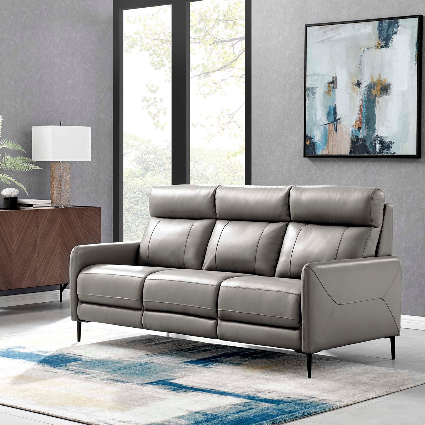 Modway Outlet Huxley Leather Sofa by Modway  Living Room Furniture Gray - EEI-4561-GRY
