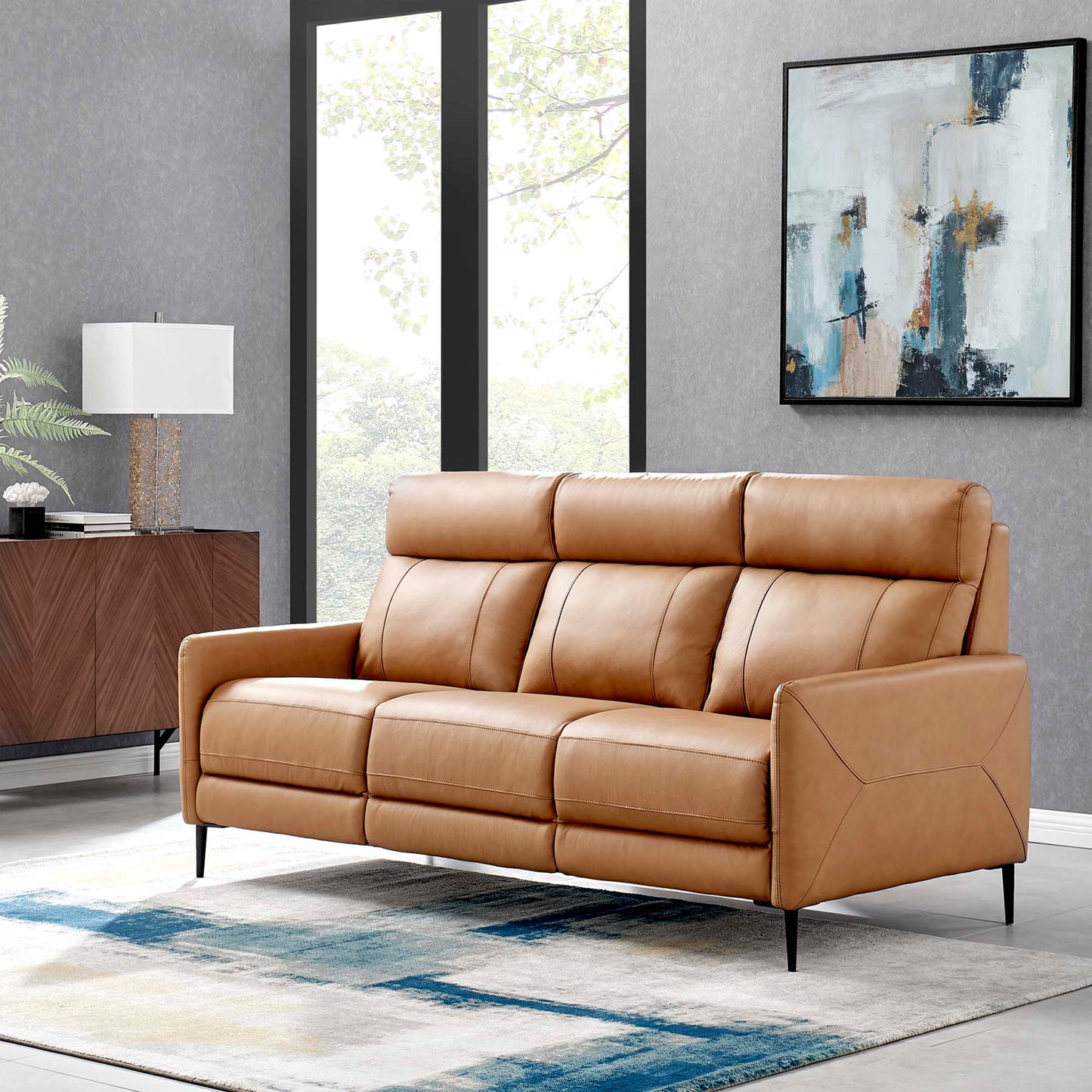 Modway Outlet Huxley Leather Sofa by Modway  Living Room Furniture Tan - EEI-4561-TAN