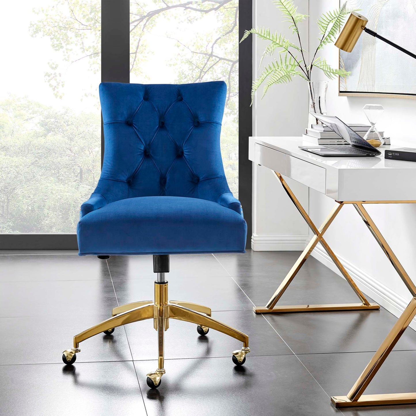 Modway Outlet Regent Tufted Performance Velvet Office Chair by Modway  Office Furniture Furniture Gold Navy - EEI-4571-GLD-NAV