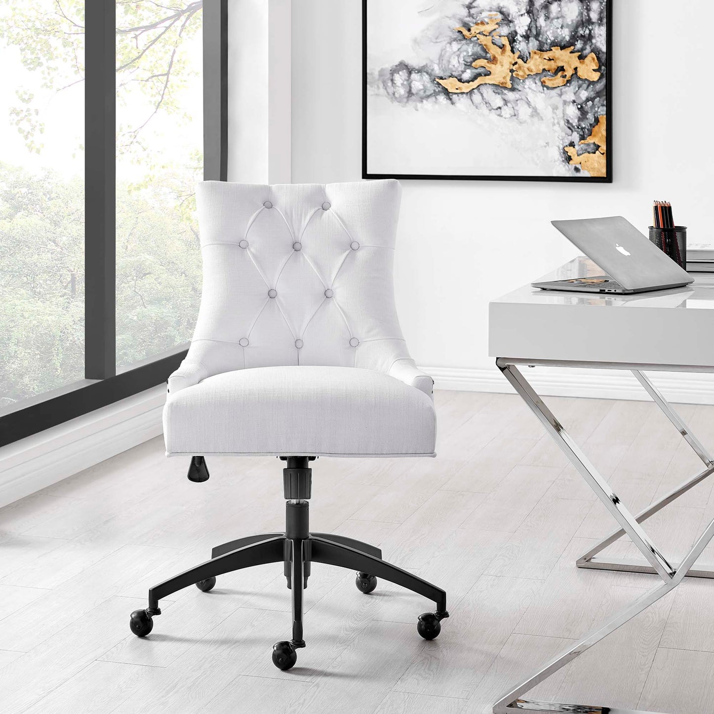 Modway Outlet Regent Tufted Fabric Office Chair by Modway  Office Furniture Furniture Black White - EEI-4572-BLK-WHI