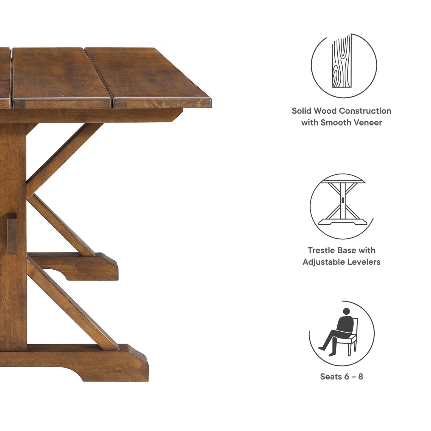Modway Outlet Windchime 71" Wood Dining Table by Modway  Bar and Dining Furniture Walnut - EEI-4579-WAL
