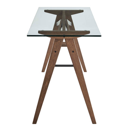 Modway - Steadfast Glass Top Office Desk by Modway  Office Furniture Computer Desks Brown - EEI-4580-WAL