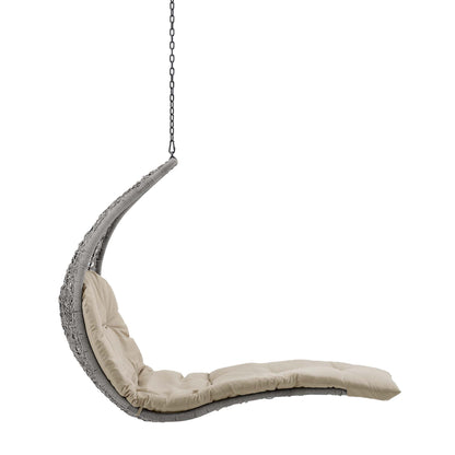 Modway - Landscape Hanging Chaise Lounge Outdoor Patio Swing Chair by Modway  Outdoor Furniture Daybeds and Lounges Brown - EEI-4589-LGR-BEI