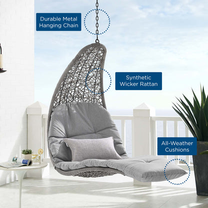 Modway - Landscape Hanging Chaise Lounge Outdoor Patio Swing Chair by Modway  Outdoor Furniture Daybeds and Lounges Gray - EEI-4589-LGR-GRY