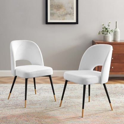 Modway Outlet Rouse Performance Velvet Dining Side Chairs Set of 2 by Modway  Bar and Dining Furniture White - EEI-4599-WHI
