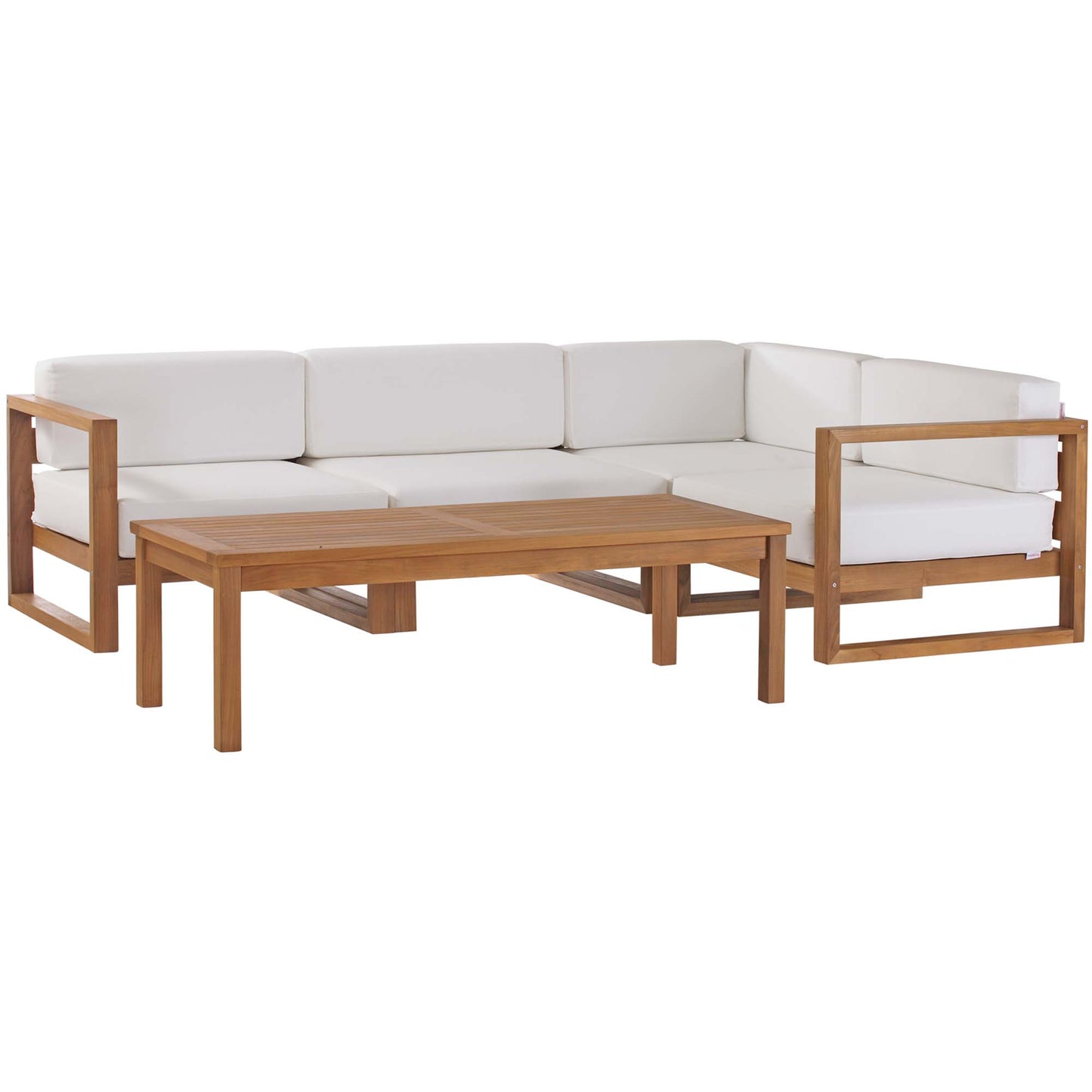 Modway - Upland 5-Piece Outdoor Patio Teak Wood Sectional Sofa Set by Modway  Outdoor Furniture Sofa Sectionals White - EEI-4619-NAT-WHI-SET