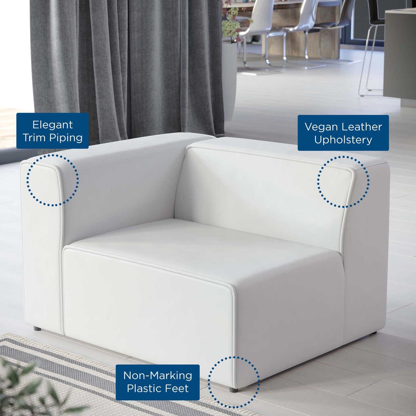 Modway - Mingle Vegan Leather Left-Arm Chair by Modway  Living Room Sofas and Armchairs White - EEI-4621-WHI
