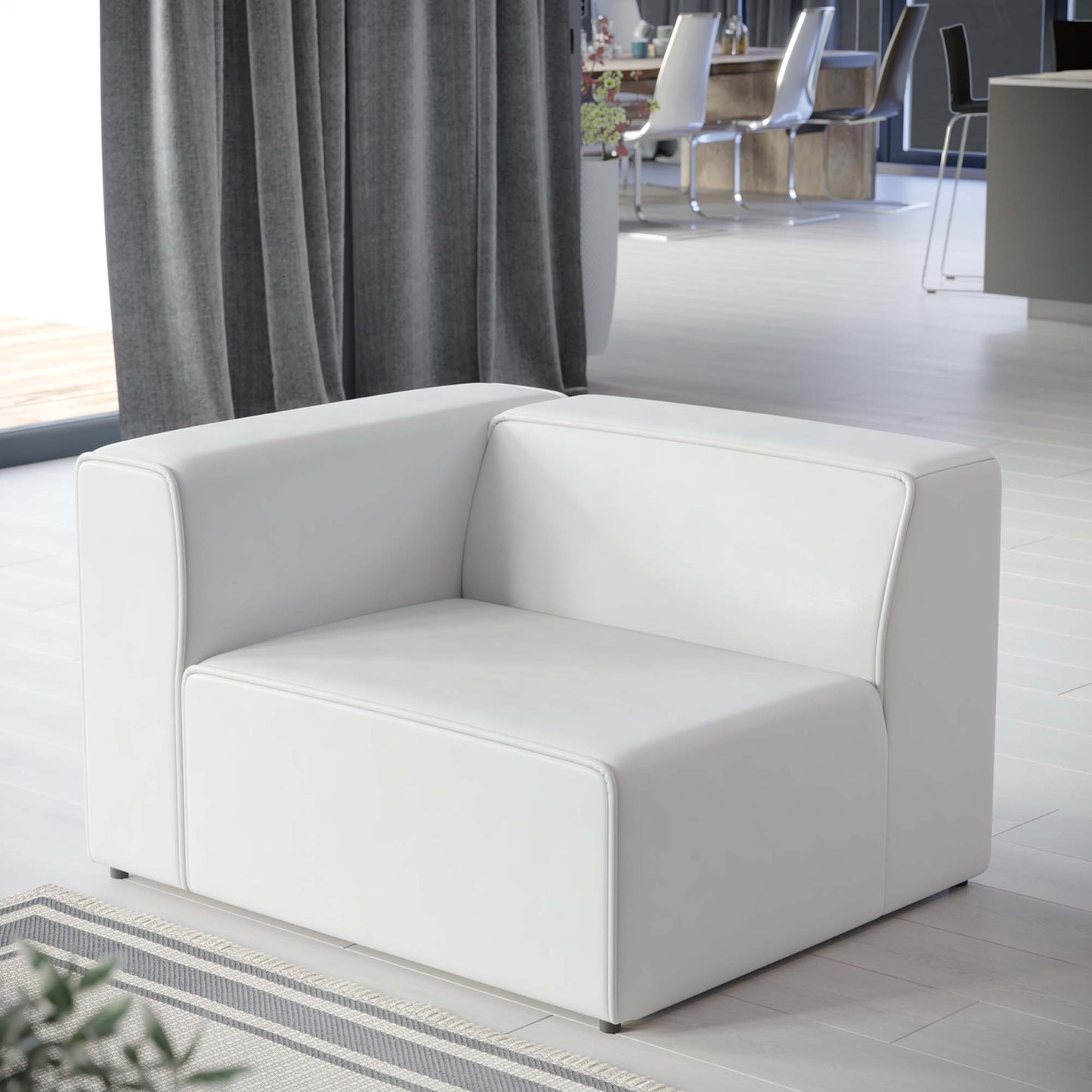 Modway - Mingle Vegan Leather Left-Arm Chair by Modway  Living Room Sofas and Armchairs White - EEI-4621-WHI