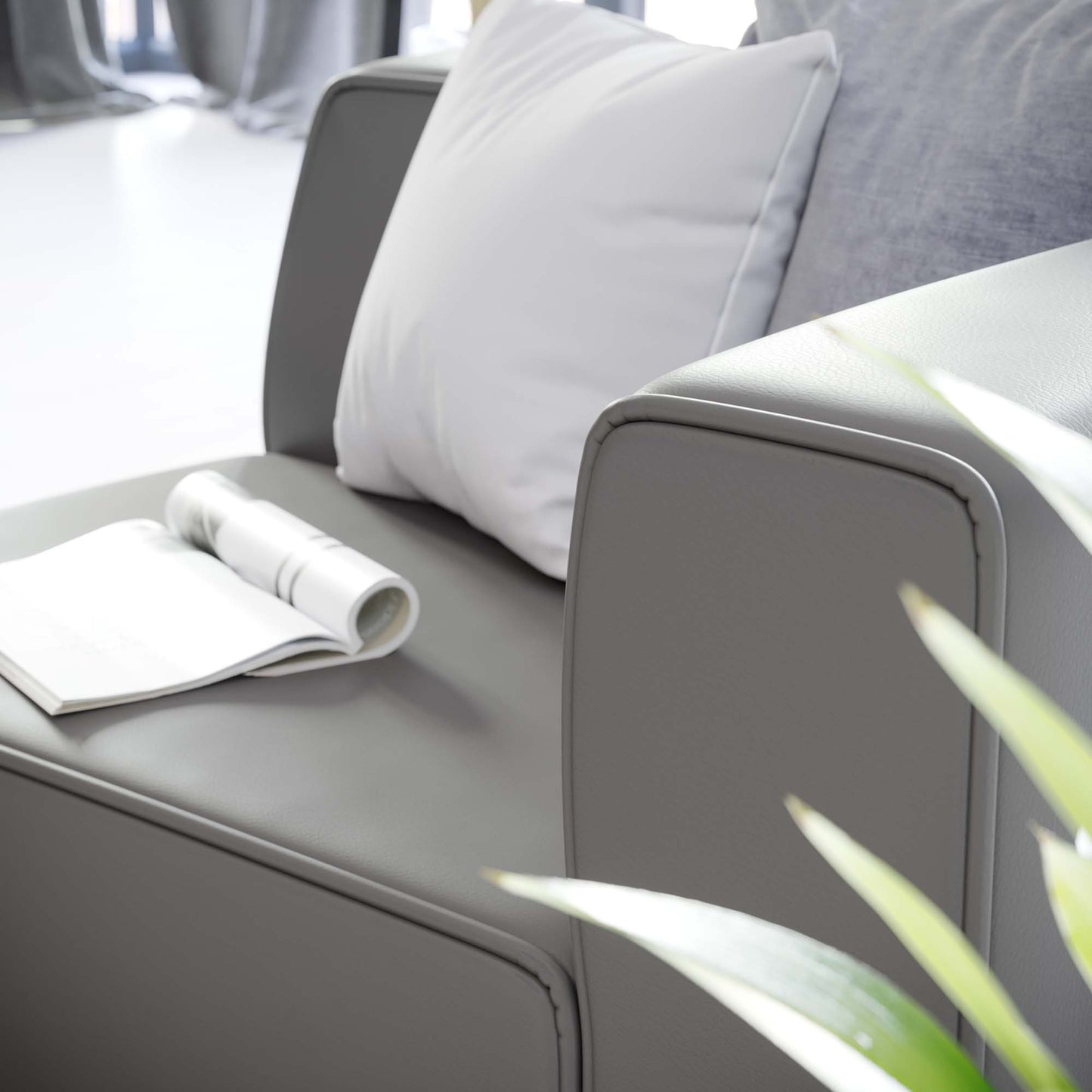 Modway - Mingle Vegan Leather Right-Arm Chair by Modway  Living Room Sofas and Armchairs Gray - EEI-4622-GRY