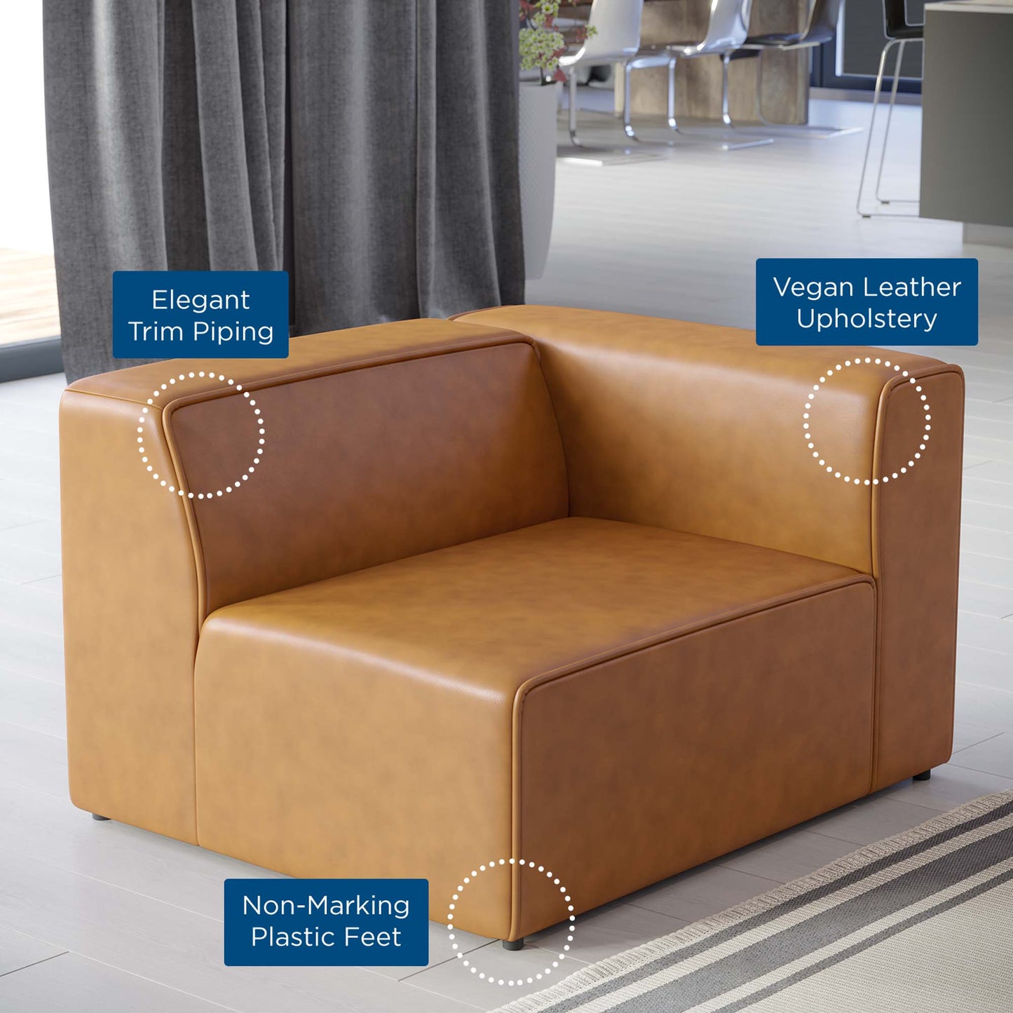 Modway - Mingle Vegan Leather Right-Arm Chair by Modway  Living Room Sofas and Armchairs Brown - EEI-4622-TAN