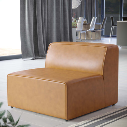 Modway - Mingle Vegan Leather Armless Chair by Modway  Living Room Sofas and Armchairs Brown - EEI-4623-TAN