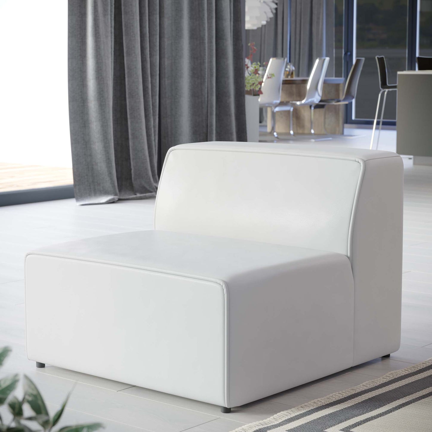 Modway - Mingle Vegan Leather Armless Chair by Modway  Living Room Sofas and Armchairs White - EEI-4623-WHI
