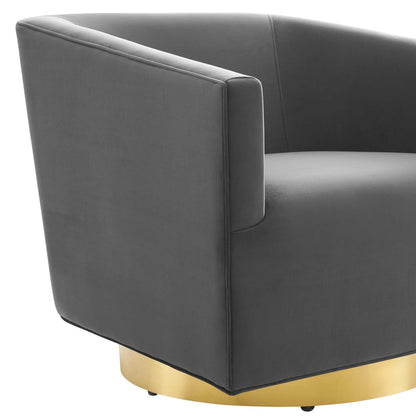 Modway Outlet Twist Accent Lounge Performance Velvet Swivel Chair by Modway  Living Room Furniture Gold Charcoal - EEI-4626-GLD-CHA