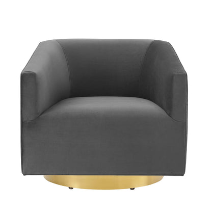 Modway Outlet Twist Accent Lounge Performance Velvet Swivel Chair by Modway  Living Room Furniture Gold Charcoal - EEI-4626-GLD-CHA