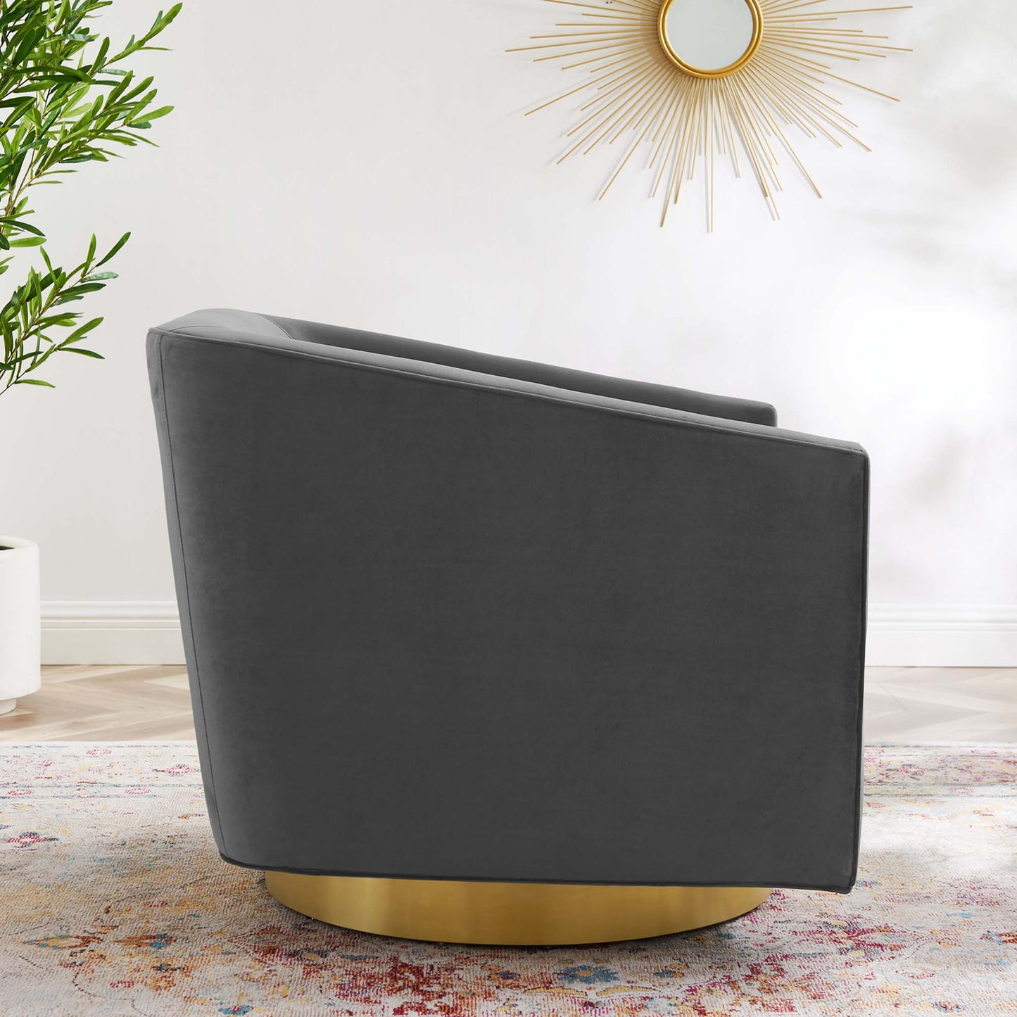 Modway Outlet Twist Accent Lounge Performance Velvet Swivel Chair by Modway  Living Room Furniture Gold Charcoal - EEI-4626-GLD-CHA