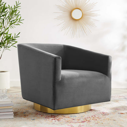 Modway Outlet Twist Accent Lounge Performance Velvet Swivel Chair by Modway  Living Room Furniture Gold Charcoal - EEI-4626-GLD-CHA