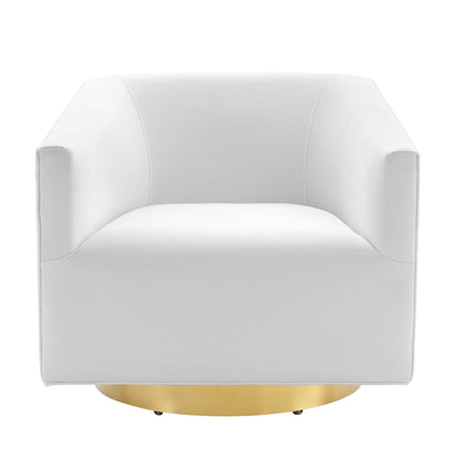 Modway Outlet Twist Accent Lounge Performance Velvet Swivel Chair by Modway  Living Room Furniture Gold White - EEI-4626-GLD-WHI