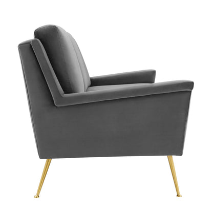 Modway Outlet Chesapeake Performance Velvet Sofa by Modway  Living Room Furniture Gold Gray - EEI-4627-GLD-GRY