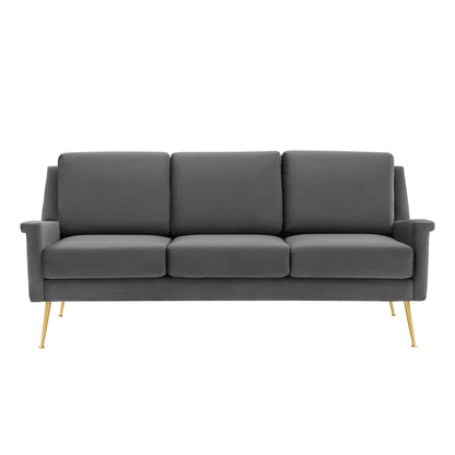 Modway Outlet Chesapeake Performance Velvet Sofa by Modway  Living Room Furniture Gold Gray - EEI-4627-GLD-GRY