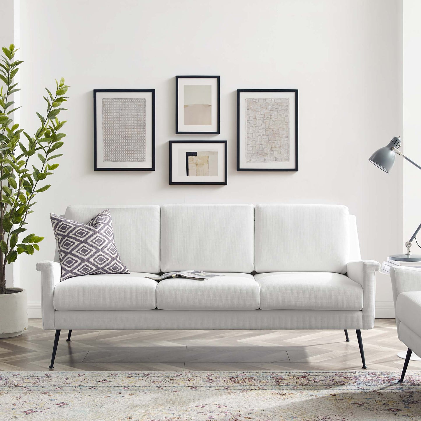 Modway Outlet Chesapeake Fabric Sofa by Modway  Living Room Furniture Black White - EEI-4628-BLK-WHI