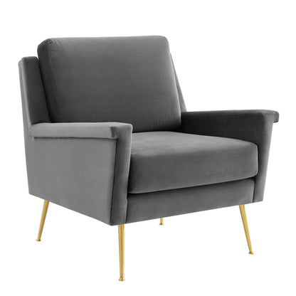 Modway Outlet Chesapeake Performance Velvet Armchair by Modway  Living Room Furniture Gold Gray - EEI-4630-GLD-GRY